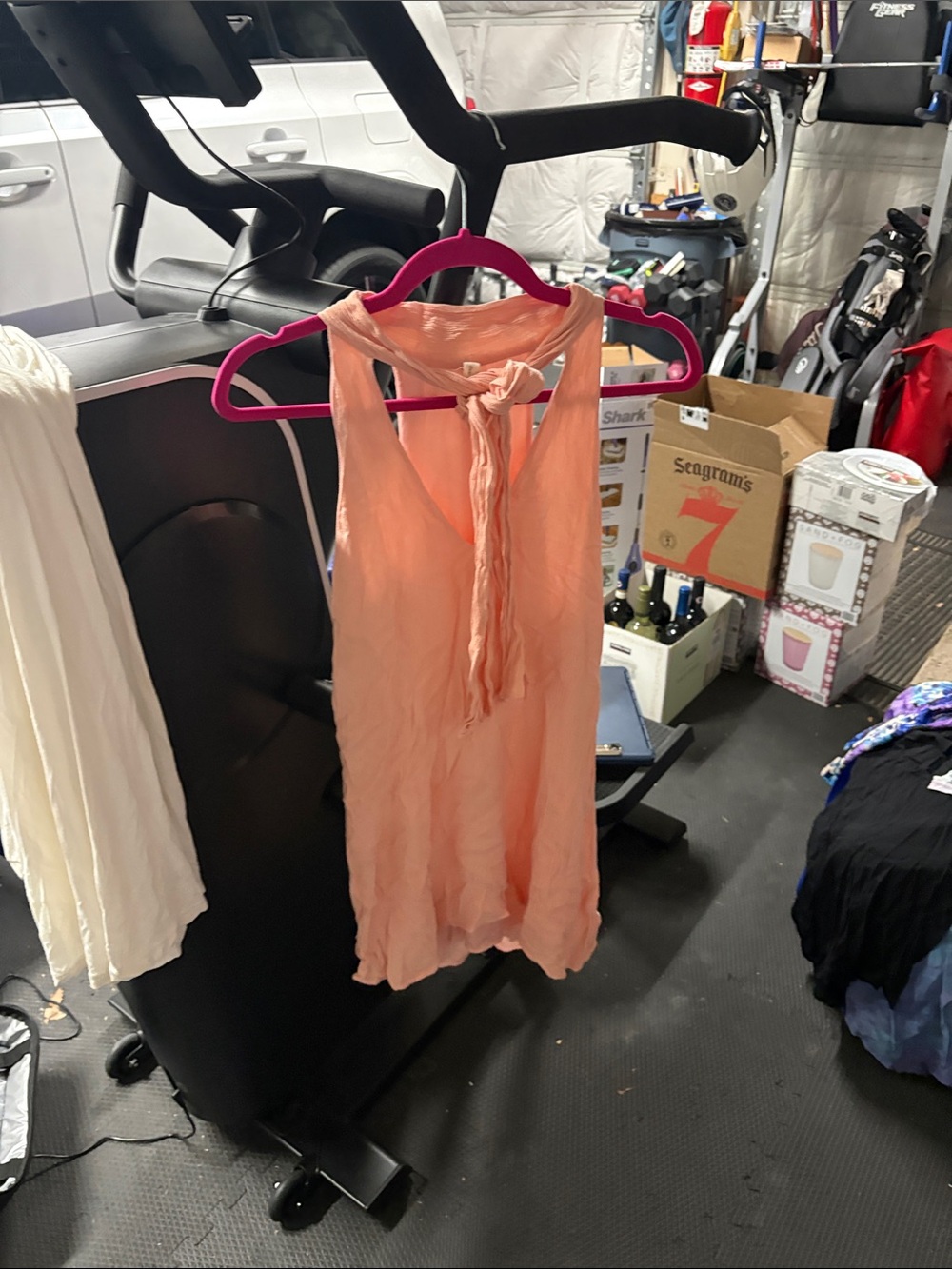 Peach Sleeveless Tie-Back Blouse